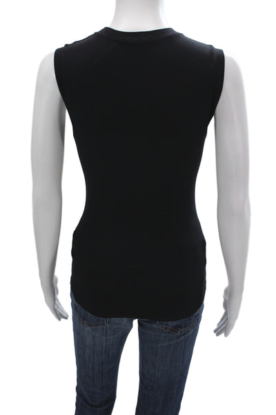 Theory Women Black Basic Sleeveless Tank Crew Neck Top Size One Size