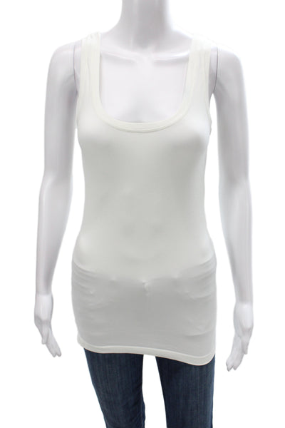 Bordeaux Womens Tank White Scoop Neck Solid Sleeveless Nylon Size One Size