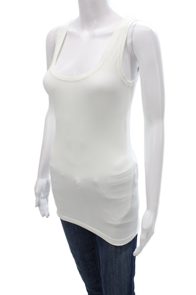Bordeaux Womens Tank White Scoop Neck Solid Sleeveless Nylon Size One Size