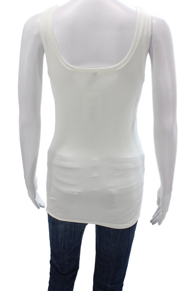 Bordeaux Womens Tank White Scoop Neck Solid Sleeveless Nylon Size One Size
