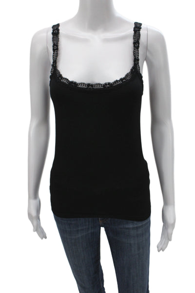 Bordeaux Women Black Lace Tank Scoop Neck 90% Nylon Size One Size