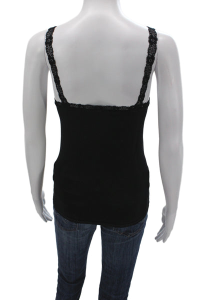 Bordeaux Women Black Lace Tank Scoop Neck 90% Nylon Size One Size