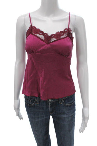 Trina Turk Womens Purple Silk V-Neck Tank Size S