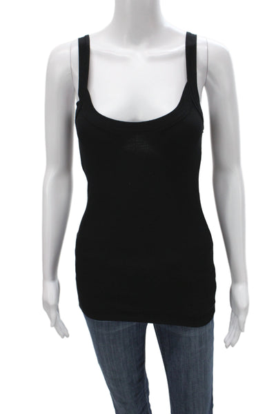Splendid Womens Sleeveless Scoop Neck Tank Top Black Pima Cotton Size S