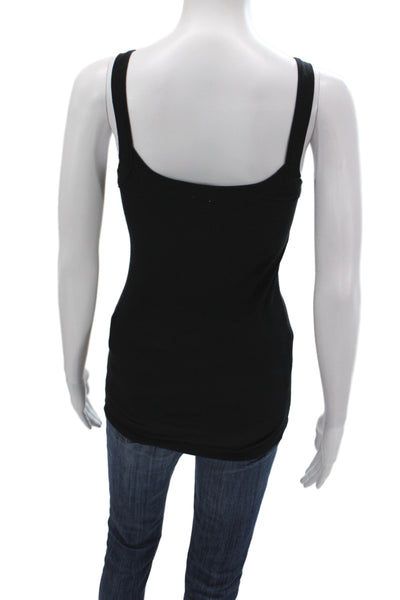 Splendid Womens Sleeveless Scoop Neck Tank Top Black Pima Cotton Size S