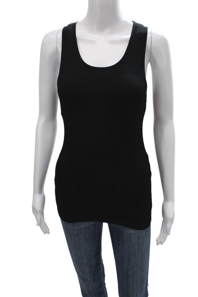 Bordeaux Women Basic Black Tank Scoop Neck Sleeveless 90% Nylon Size S
