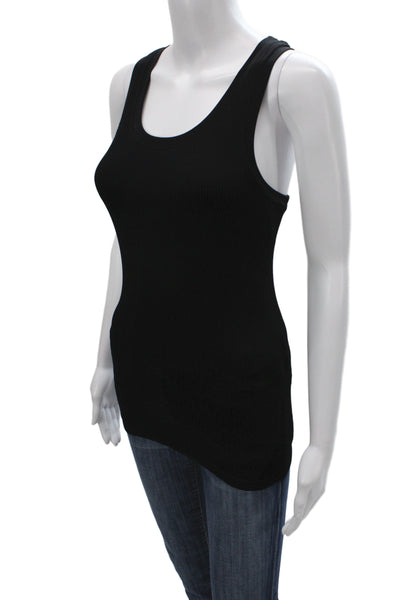Bordeaux Women Basic Black Tank Scoop Neck Sleeveless 90% Nylon Size S