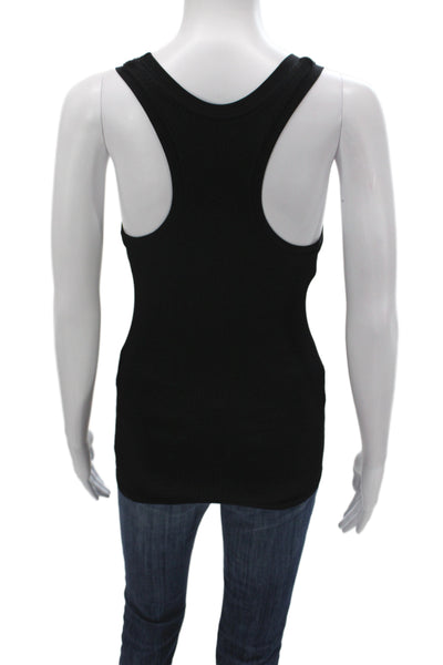 Bordeaux Women Basic Black Tank Scoop Neck Sleeveless 90% Nylon Size S