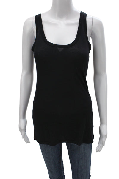 Splendid Womens Basic Black Sleeveless Scoop Neck Tank 50% Pima Cotton Size S