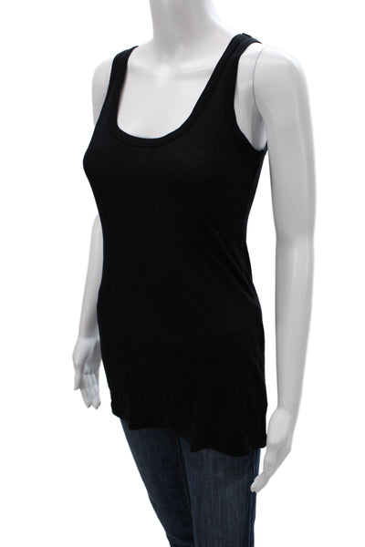Splendid Womens Basic Black Sleeveless Scoop Neck Tank 50% Pima Cotton Size S