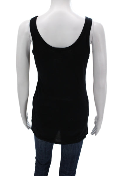 Splendid Womens Basic Black Sleeveless Scoop Neck Tank 50% Pima Cotton Size S