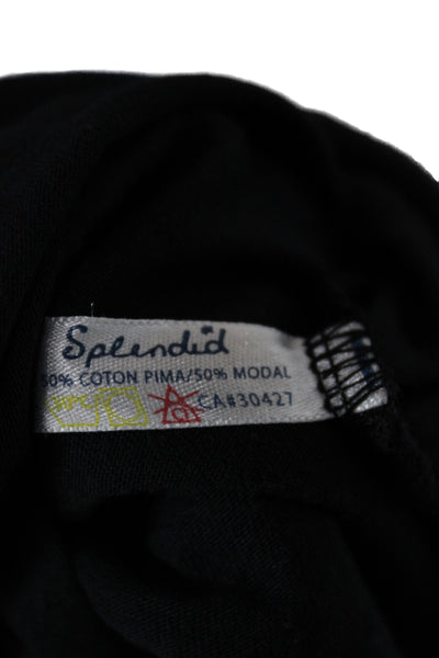 Splendid Womens Basic Black Sleeveless Scoop Neck Tank 50% Pima Cotton Size S