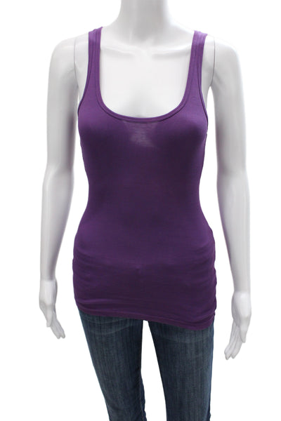 Splendid Women Basic Purple Supima Cotton Scoop Neck Sleeveless Tank Size S