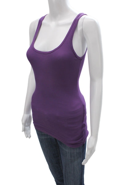 Splendid Women Basic Purple Supima Cotton Scoop Neck Sleeveless Tank Size S