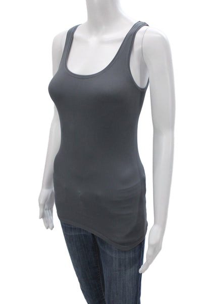 Bordeaux Womens Basic Scoop Neck Sleeveless Tank Gray Nylon Size One Size