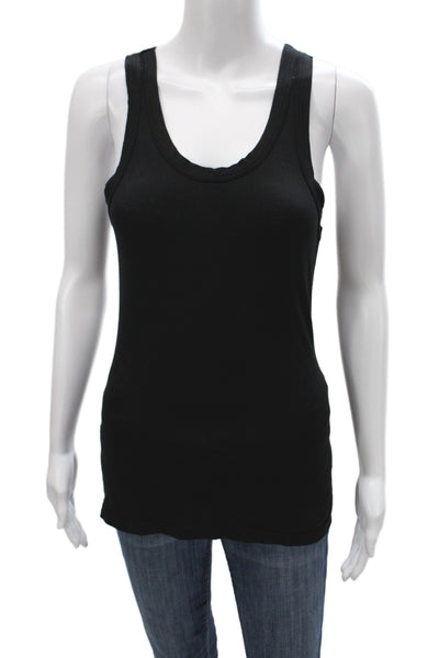 Clu Women Basic Black Scoop Neck Cotton Sleeveless Tank Size S