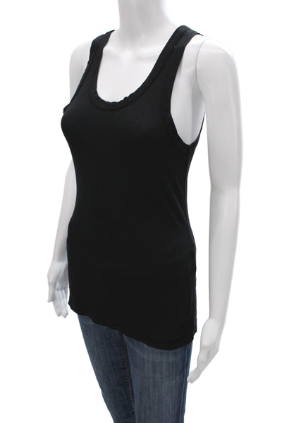 Clu Women Basic Black Scoop Neck Cotton Sleeveless Tank Size S
