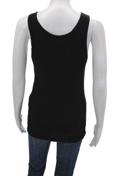 Clu Women Basic Black Scoop Neck Cotton Sleeveless Tank Size S