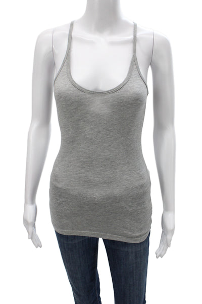 C&C California Women Basic Sleeveless Scoop Neck Gray Tank 90% Cotton Size XS