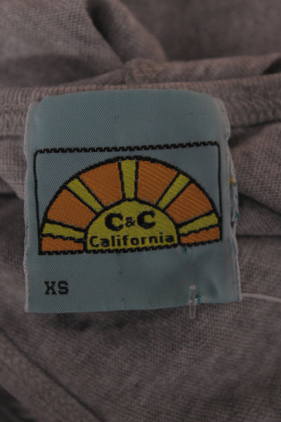 C&C California Women Basic Sleeveless Scoop Neck Gray Tank 90% Cotton Size XS