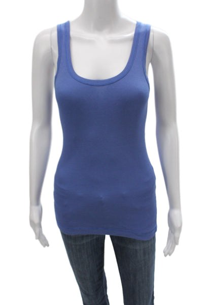 Splendid Women Basic Blue Scoop Neck Tank 50% Pima Cotton Size S