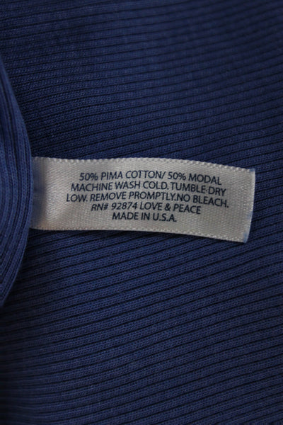 Splendid Women Basic Blue Scoop Neck Tank 50% Pima Cotton Size S