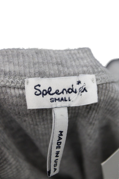 Splendid Women Basic Gray Scoop Neck Sleeveless Tank 100% Supima Cotton Size S