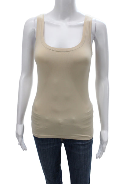 Bordeaux Womens Beige Scoop Neck Tank Sleeveless Solid 90% Nylon Size One Size