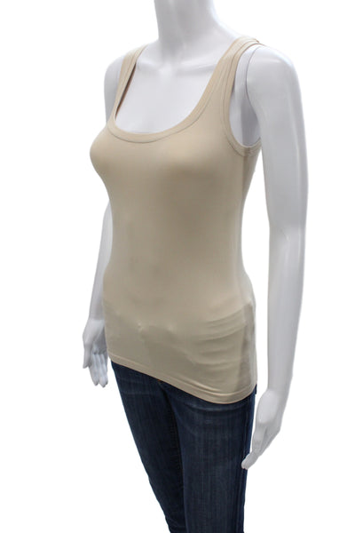 Bordeaux Womens Beige Scoop Neck Tank Sleeveless Solid 90% Nylon Size One Size
