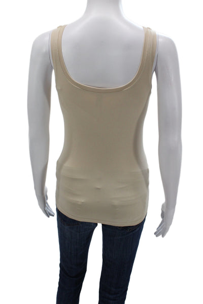 Bordeaux Womens Beige Scoop Neck Tank Sleeveless Solid 90% Nylon Size One Size