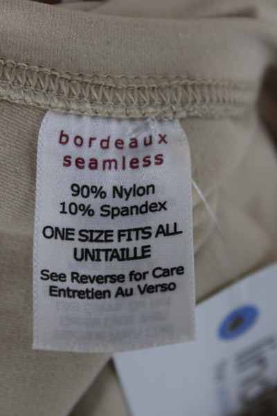 Bordeaux Womens Beige Scoop Neck Tank Sleeveless Solid 90% Nylon Size One Size