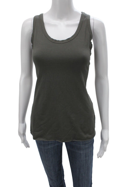 Designer Women Basic Sleeveless Scoop Neck Tank Green Lyocell Size S