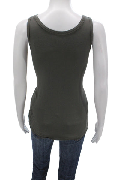 Designer Women Basic Sleeveless Scoop Neck Tank Green Lyocell Size S