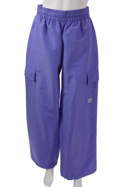 Adidas Womens Purple Cargo Pants 100% Recycled Polyester Pull On Size S
