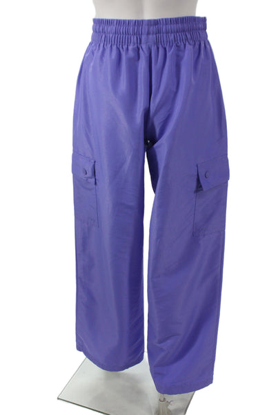 Adidas Womens Purple Cargo Pants 100% Recycled Polyester Pull On Size S