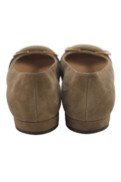 Sergio Rossi Womens Suede Gold Tone Ballet Flats Brown Size 39.5 9.5