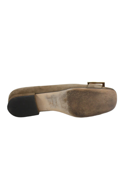 Sergio Rossi Womens Suede Gold Tone Ballet Flats Brown Size 39.5 9.5