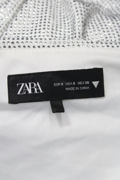 Zara Women One Piece Bodysuit Silver Cowl Neck Polyester Sleeveless Size S