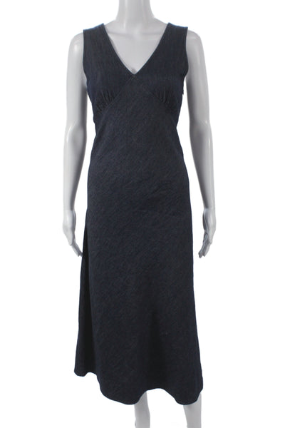 Levis Womens Tank Dress Blue V-Neck Sleeveless Zip Cotton Full Length Size S