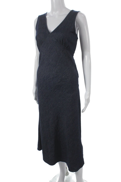 Levis Womens Tank Dress Blue V-Neck Sleeveless Zip Cotton Full Length Size S