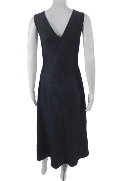 Levis Womens Tank Dress Blue V-Neck Sleeveless Zip Cotton Full Length Size S