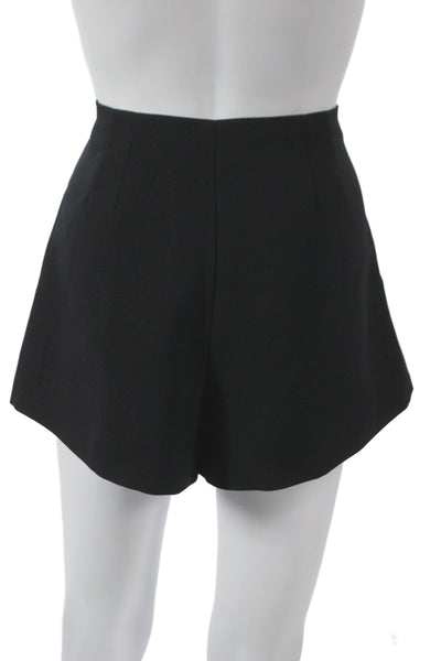 Zara Women Culotte Shorts Black Zip Polyester Blend Size M