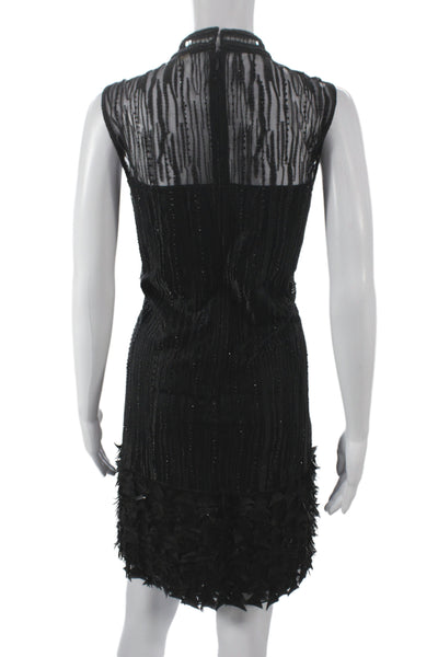 Elie Tahari Women Shift Dress Black High Neck Sleeveless Knee Length Size 8