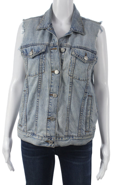 Banana Republic Women Blue Basic Jacket Sleeveless Cotton Size S