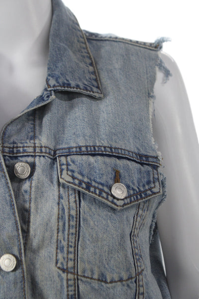 Banana Republic Women Blue Basic Jacket Sleeveless Cotton Size S