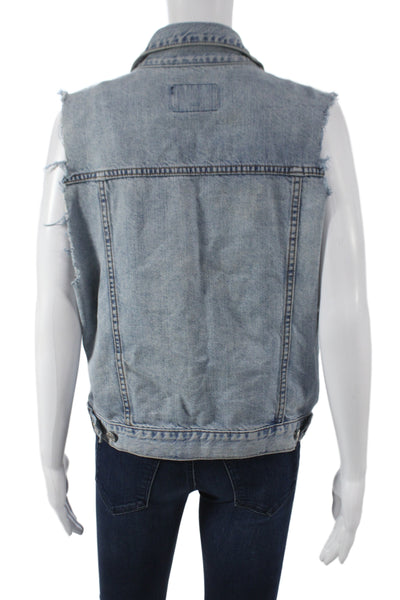 Banana Republic Women Blue Basic Jacket Sleeveless Cotton Size S