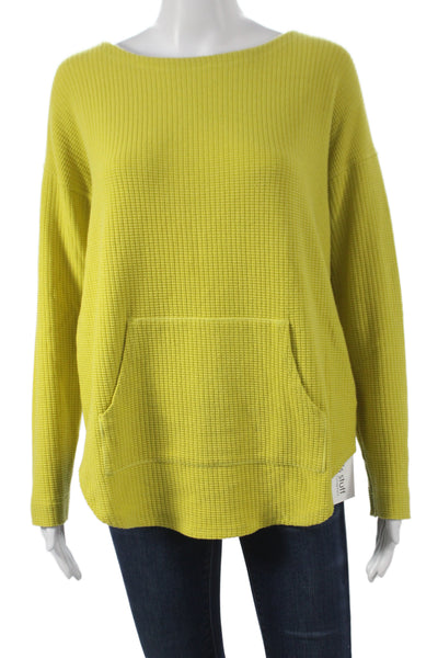 Lilla P Womens Yellow Boat Neck Pullover Sweater Cotton Long Sleeve Size M