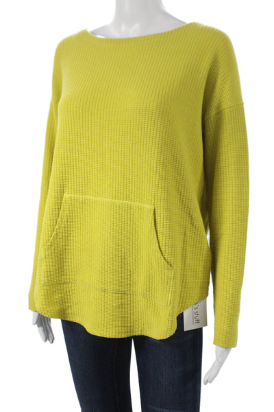Lilla P Womens Yellow Boat Neck Pullover Sweater Cotton Long Sleeve Size M