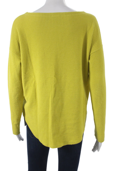 Lilla P Womens Yellow Boat Neck Pullover Sweater Cotton Long Sleeve Size M