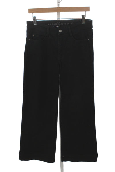 Dream Jeans Women Wide-Leg Jeans Black Cotton High Rise Button Size 38
